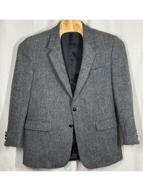 Harris Tweed Men’s Blazer Sport Coat Blue/Gray Pure Wool Hand Woven Scotland 40R